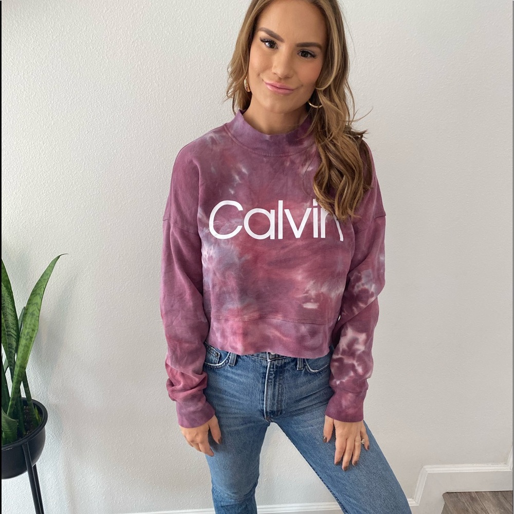 Calvin Klein tie dye mock neck sweater